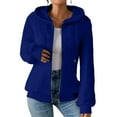 thumbnail image 1 of Duoif Womens Zip up Hoodies Ladies' Fashion Zipper Sweater - Pure Color Long Sleeve Fall Jackets Blue L, 1 of 9