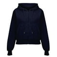 thumbnail image 1 of Duoif Womens Zip up Hoodies Short Zippered Solid Color Sweatshirt Jackets for Women Navy M, 1 of 9