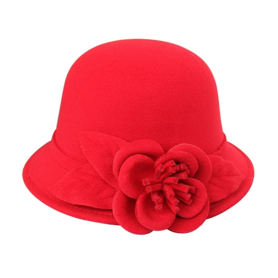 Duoif Wool Hats for Women, Women's Autumn and Winter Round Top Casual Fisherman's Basin Cap Small Bowler Hat Winter Hats for Women C M