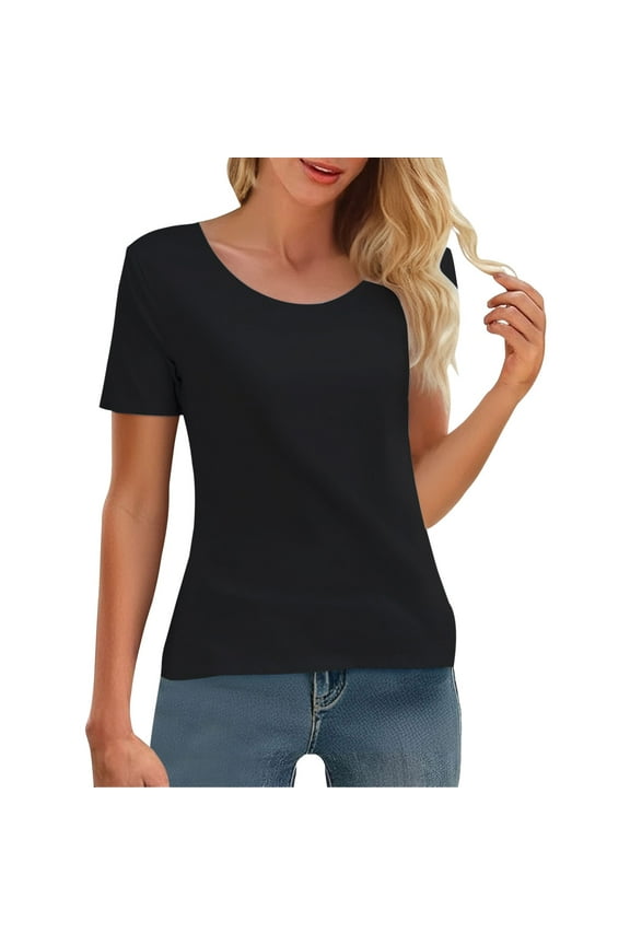 Workout Womens Tops Ladies' Summer Ice Round Neck Short Sleeved T Shirt for Sports and Fitness High Elasticity Slim Fit Quick Drying Shirts for Women Black XL