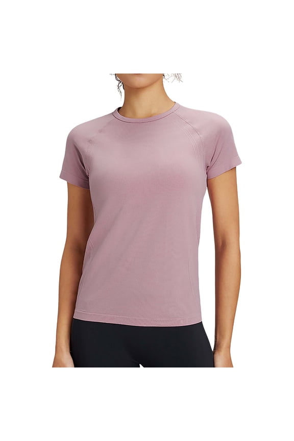Workout Womens Tops Women's Outdoor Yoga T Shirt in Summer Sweat Slowing and Quick Drying Solid Color Sportswear Casual Drying Fitness Training Short Sleeves Shirts for Women Pink L
