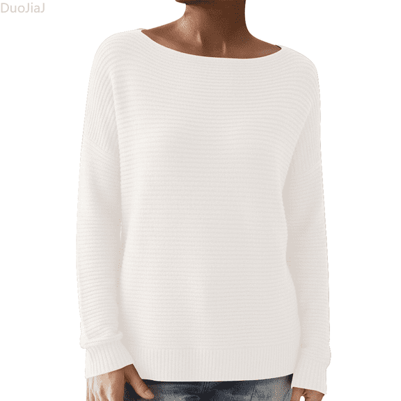 Duojiaj Casual Long Sleeve T Shirt Ribbed Knit Top Loose Fit Comfortable Soft Basic Tee Shirt For Autumn Winter Seasons Women's Blouses