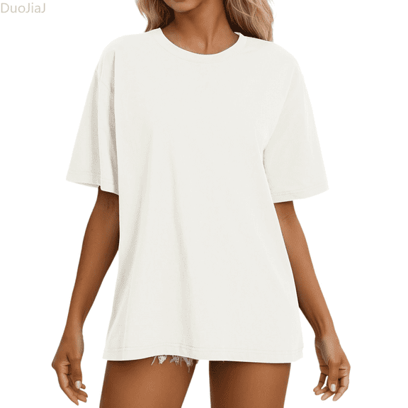 Duojiaj Casual Women's T Shirts Short Sleeve Round Neck Basic Top For Everyday Wear Perfect For Spring And Summer Women's T-Shirts