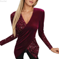 thumbnail image 1 of Duojiaj Elegant Long Sequin Pleated Tunic Blouse With Button Down Front For Casual Wear ‌Fashion Tops For Women, 1 of 3