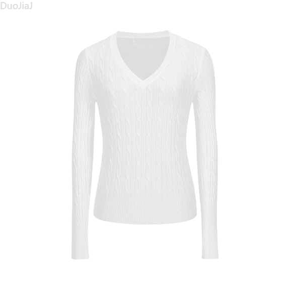 Duojiaj Long Sleeve Knit Sweater Top Crewneck Design Casual Blouse Shirt For Daily Wear Women's Blouses