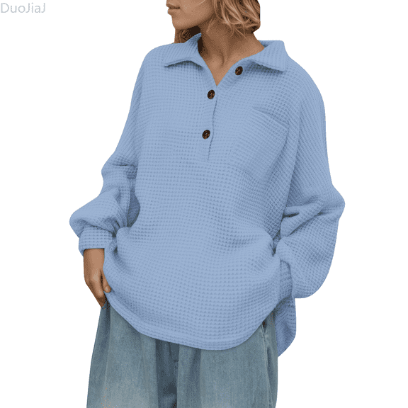 Duojiaj Women's Casual Button Down T Shirt Long Sleeve Comfortable Wear Soft Basic Top With Classic Collar For Autumn Winter Women Tops