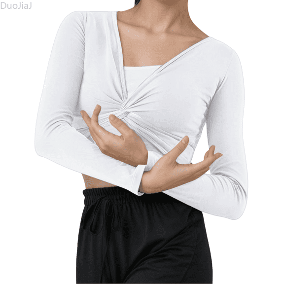 Duojiaj Women's Dance Dress Modern Dance Practice Dress Top Flower Shawl Figure Dress Versatile Top Women Tops