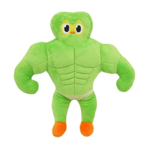 Duolingo Owl Plush Toy Green Funny Muscle Duo Character Stuffed Animal For Your Language Learning(Green-25Cm)