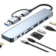 thumbnail image 1 of Duomigo 8 in 1 USB C Hub Splitter, 4 USB Ports, 1 USB-C Jack, TF/SD Card Reader, 3.5mm Audio Output,Compatible with MacBook Pro, iPad Pro,Laptops, 1 of 8