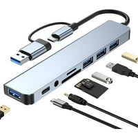 Duomigo 8-in-1 USB C Hub Splitter with 4 USB Ports, 1 USB-C Jack, TF/SD Card Reader, 3.5mm Audio Output