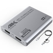 Duomigo USB 3.0 4K HDTV Video Capture Card with Loop-Out, 1080P 60FPS/2K 30FPS, Audio Video Capture for Computer Gaming, Compatible with PS5, Switch, Xbox ,Camera, PC, OBS