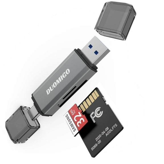 Duomigo USB C & USB-A Dual SD Card Reader, Memory Card Adapter for MMC/UHS-I - Compatible with MacBook Pro, iPad Pro, Galaxy S21 & More