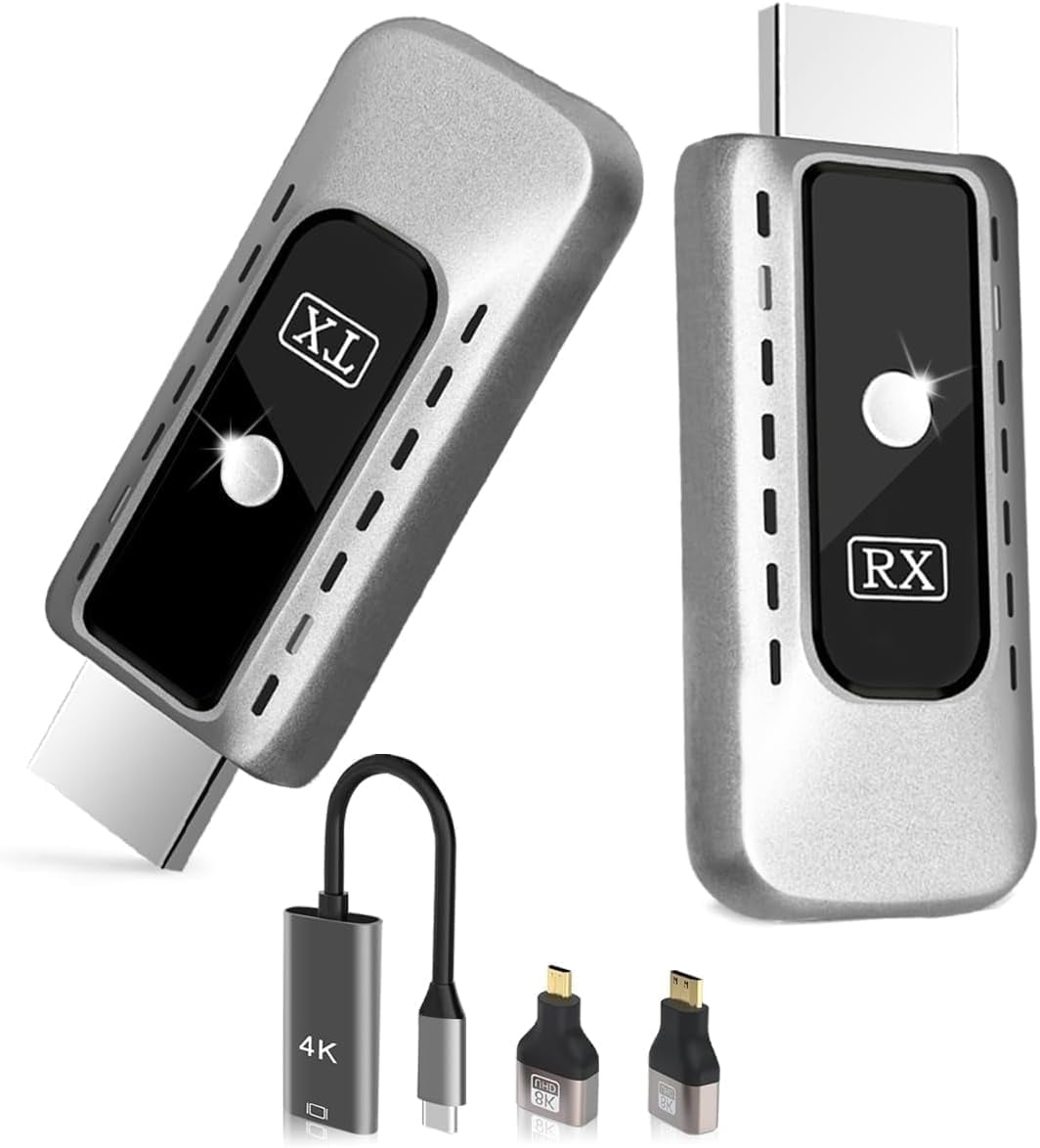 Duomigo Wireless HDMI Transmitter & Receiver Kit, 4K to 1080P Converter with Dual-Band 2.4G/5GHz WiFi, Plug & Play HDMI Extender for HD Streaming from Laptop/PC/Projector to TV/Monitor