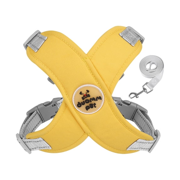 Duommpet Pet Leash Harness Yellow S, Comfortable Padded Vest Design, Adjustable Nylon Leash For Small Dogs Cats, 1Pc