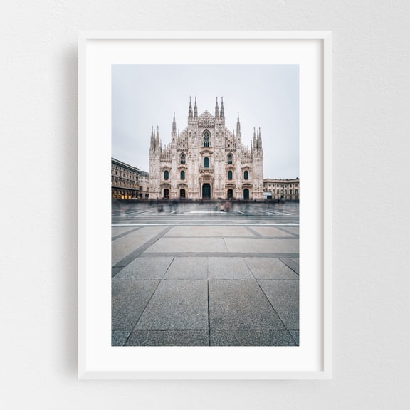 Duomo di Milano 03 - Milan Lombardy Italy Photography Architecture City Travel Poster Vintage Scenic Minimalist Street Photography White Framed Wall Art Print 5 x 7 inches