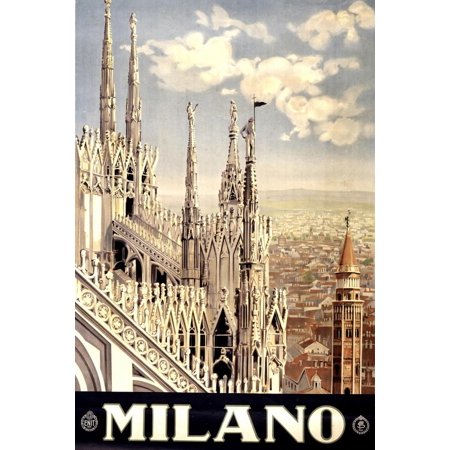 Duomo di Milano Italian Cathedral Church Italy Vintage Travel Cool Wall Art Print Poster 16x24