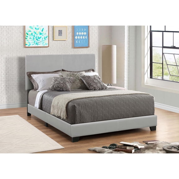 Duosong Grey Full Panel Bed, 45.75 in, Grey Upholstered Furniture, Beds, Frames & Bases