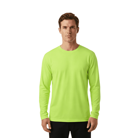 ZBORIBER Men's Quick Dry UPF 50  UV Sun Protection Moisture Wicking Long Sleeve T-Shirt for Casual Workout,Sizes S-3XL,Highlighter Glow