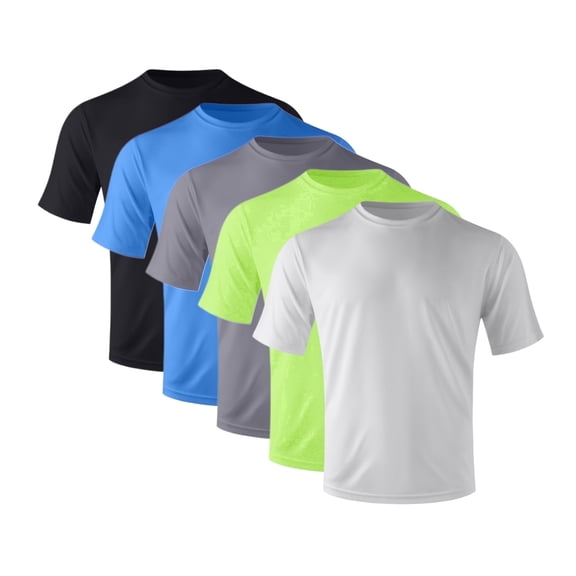 ZBORIBER Men's Quick-Dry Crew Neck T-Shirts 5-Pack, Moisture Wicking, Sizes S-3XL