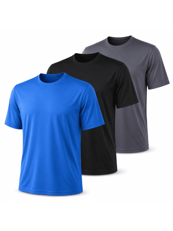 Quick-Dry Men's Shirts 3-Pack - Moisture Wicking, UPF 50+, Breathable, S-3XL