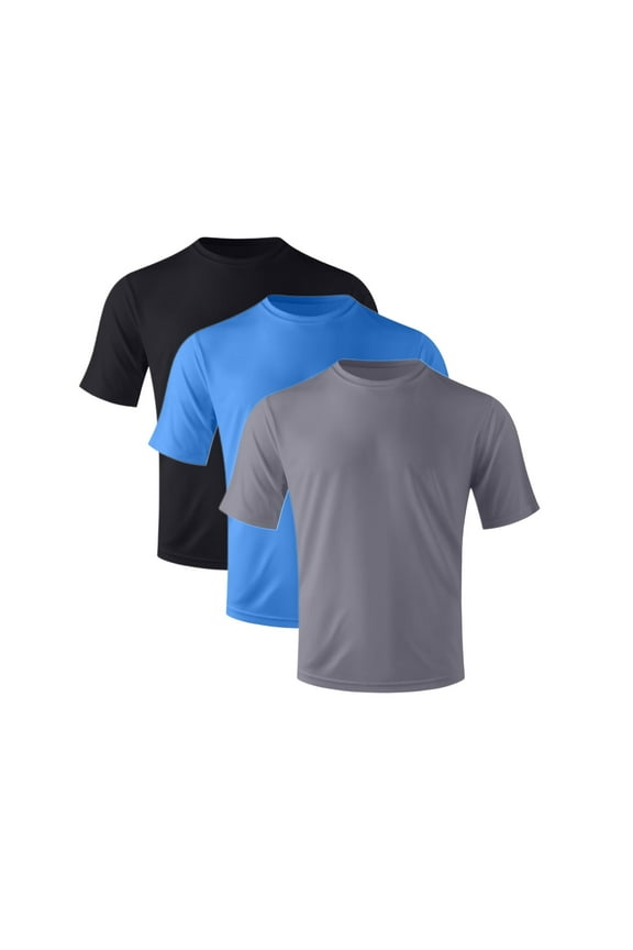 Quick-Dry Men's Shirts 3-Pack - Moisture Wicking, UPF 50+, Breathable, S-3XL