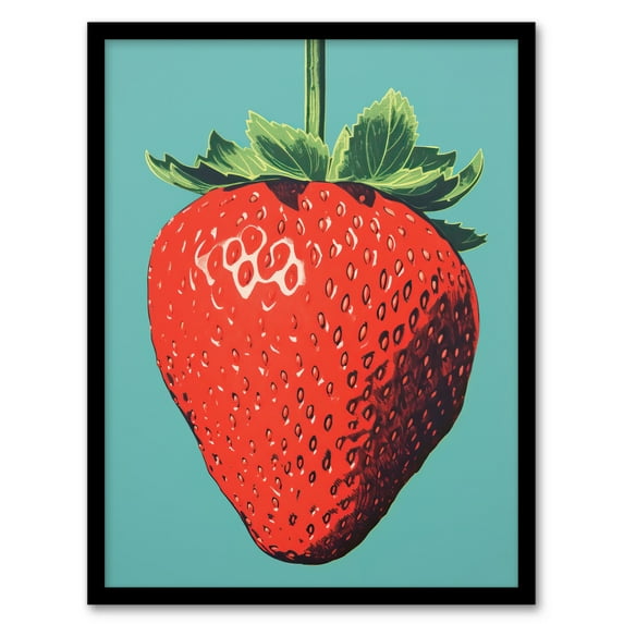 Duotone Dessert Red Strawberry Art Print Framed Poster Wall Decor 12x16 inch