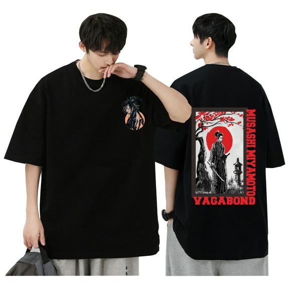 Duoxingbao  2025 Hot Selling Summer T-Shirt: Vagabond Miyamoto Musashi Print Pullover Short-Sleeve for Men and Women
