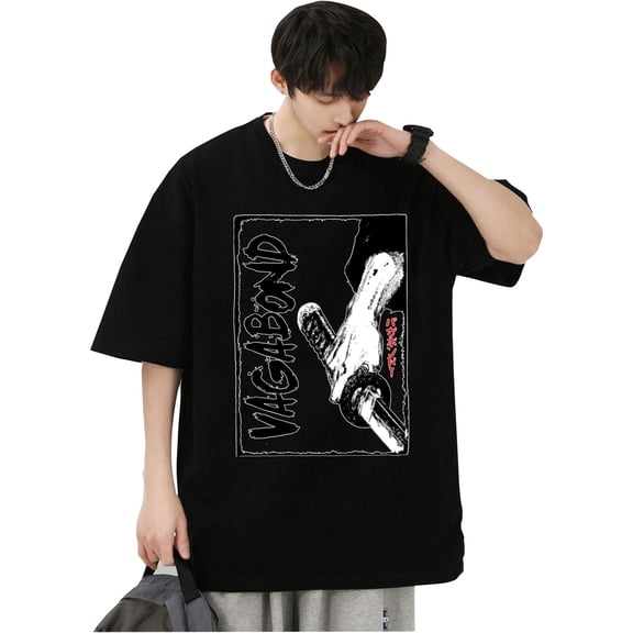 Duoxingbao  2025 Hot Selling Summer T-Shirt: Vagabond Miyamoto Musashi Print Pullover Short-Sleeve for Men and Women