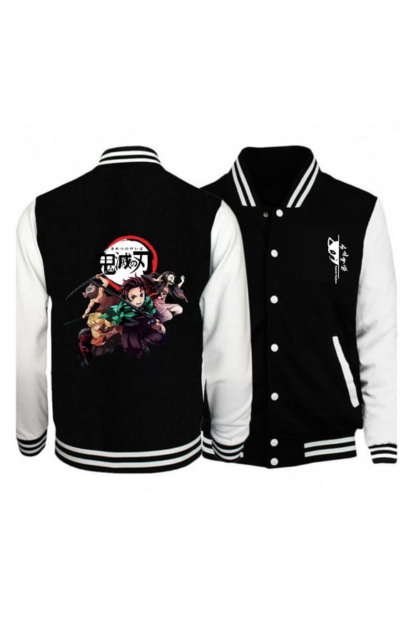 Anime Demon Slayer peripheral loose casual print fashion men's and women's autumn and winter cardigan single-breasted jacket