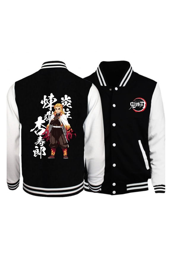Anime Demon Slayer peripheral loose casual print fashion men's and women's autumn and winter cardigan single-breasted jacket