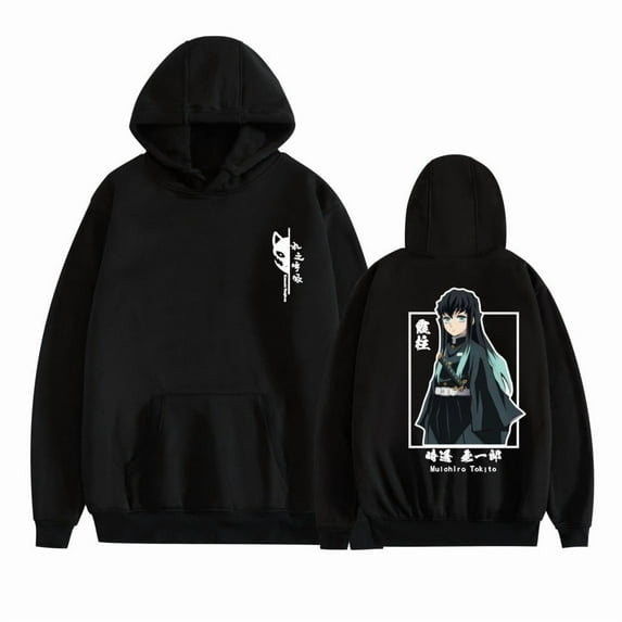 Duoxingbao Anime Print Hoodies Demon Slayer Blade Warm Fleece Japanese Street Kamado Nezuko Custom Men‘s Sweater Pullover Hoodies