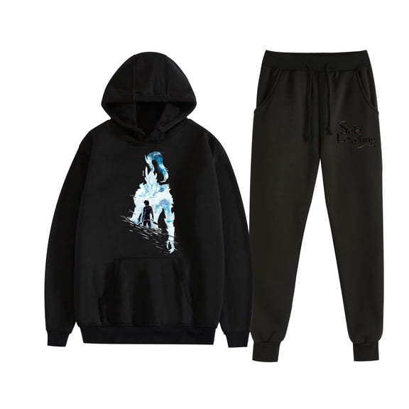 Duoxingbao  Anime Solo Leveling Cross-border Couple Hoodie Jogger Pants Hooded Set for Men and Women