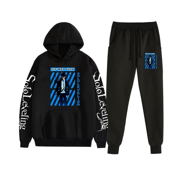 Duoxingbao  Anime Solo Leveling Cross-border Couple Hoodie Jogger Pants Hooded Set for Men and Women