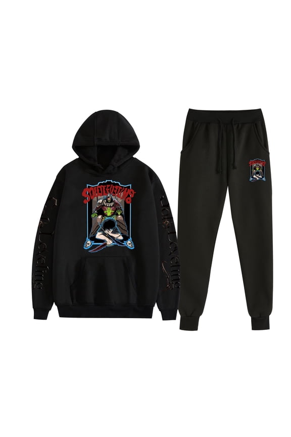 Anime Solo Leveling Up - Unisex Spring/Autumn Couple Hooded Sweatshirt Casual Set