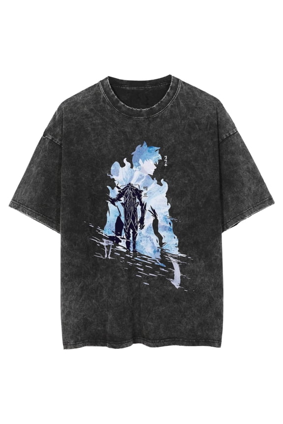 Anime surrounding I upgrade solo Leveling casual women's cartoon men and women washed short-sleeved couples same style