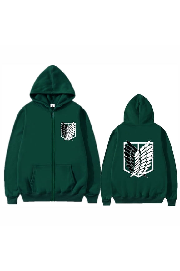 Attack on Titan anime hoodie long-sleeved zip-up sweatshirt unisex couple outfit
