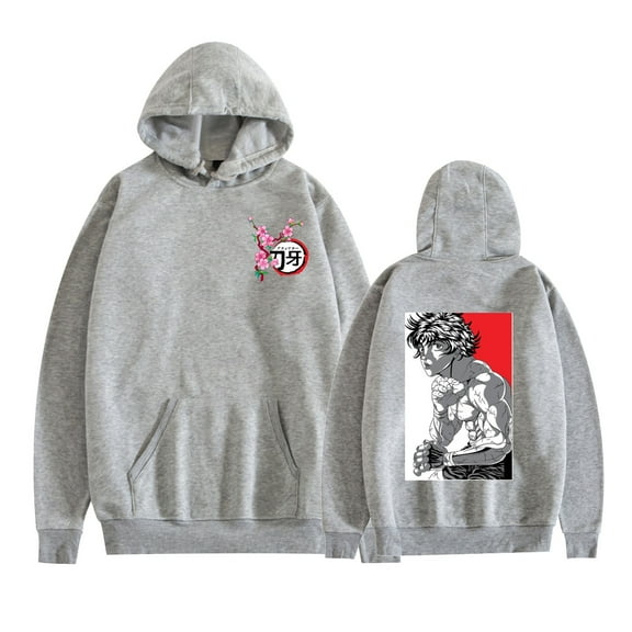 Duoxingbao Baki the Grappler Hoodie Long Sleeve Cotton Sweatshirt for Men and Women Couples Comfortable Soft with Pockets