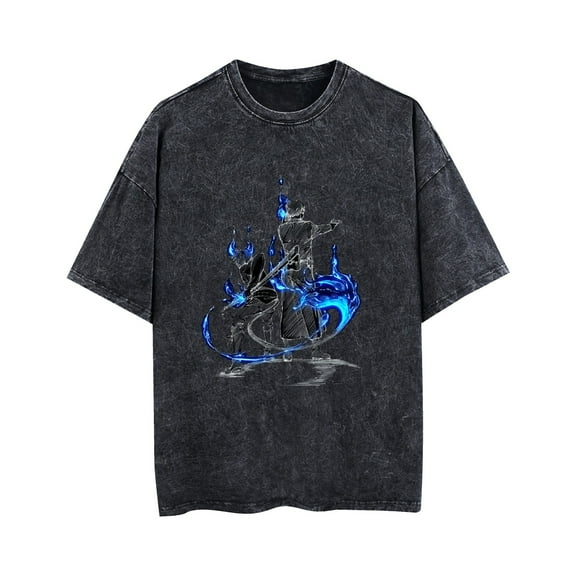 Duoxingbao  Blue Exorcist Okumura Rin washed vintage T-shirt pure cotton breathable summer unisex