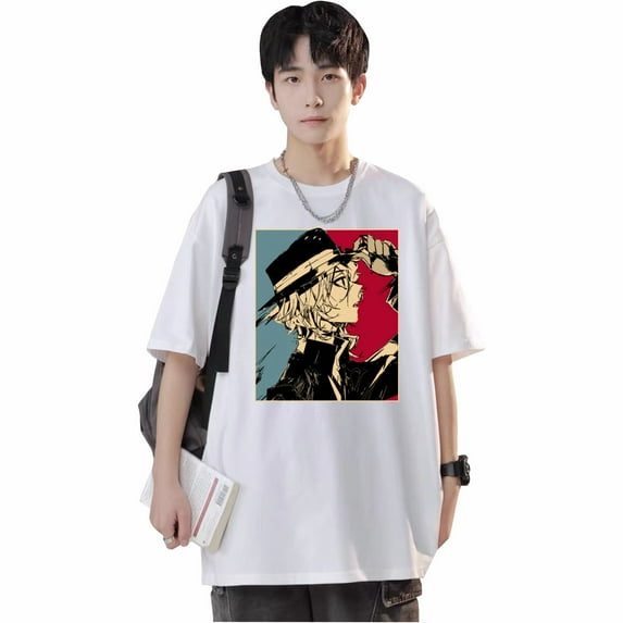 Duoxingbao Bungo Stray Dogs anime peripheral Dazai Osamu Nakahara Chuuya casual cartoon summer men and women T-shirt