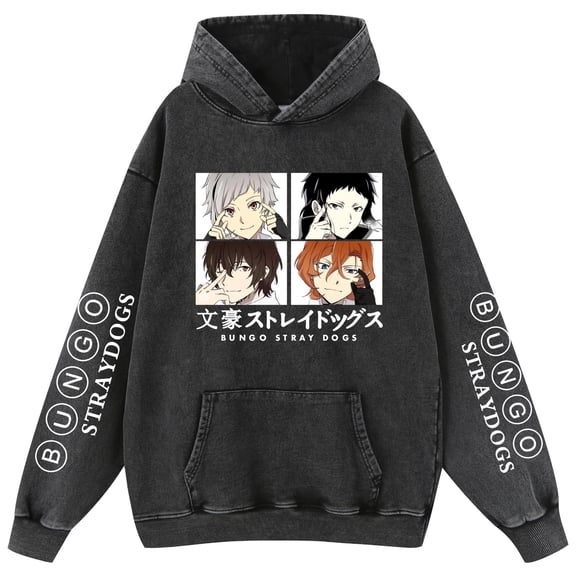 Duoxingbao  Bungo Stray Dogs anime peripherals Dazai Osamu Nakahara Chuuya casual cartoon men's and women's clothing washed sweatshirt