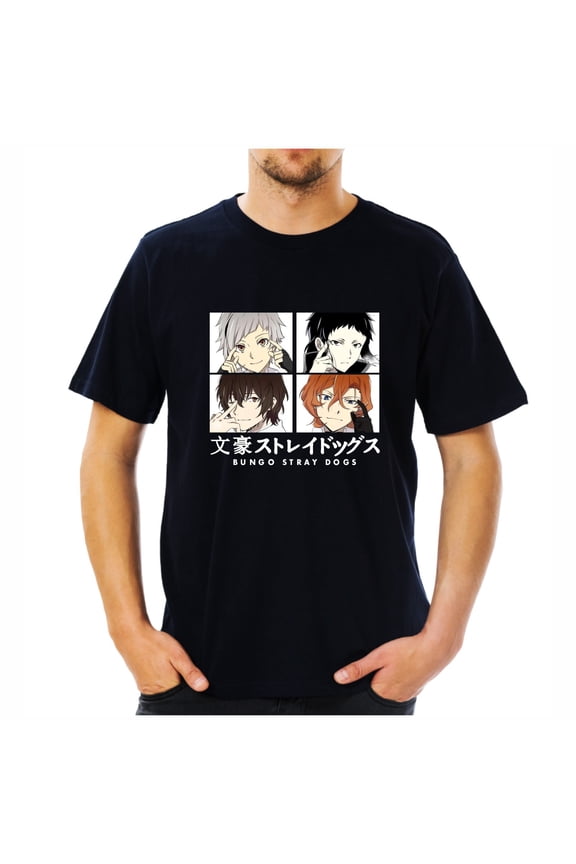 Bungo Stray Dogs anime peripherals Dazai Osamu Nakahara Chuuya casual cartoon men and women's clothing short-sleeved T-shirt couple's same style