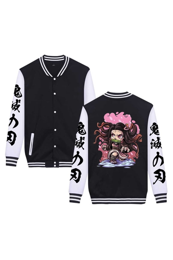 Cross-border baseball jacket high-end Demon Slayer trendy and versatile student jacket for teenagers.