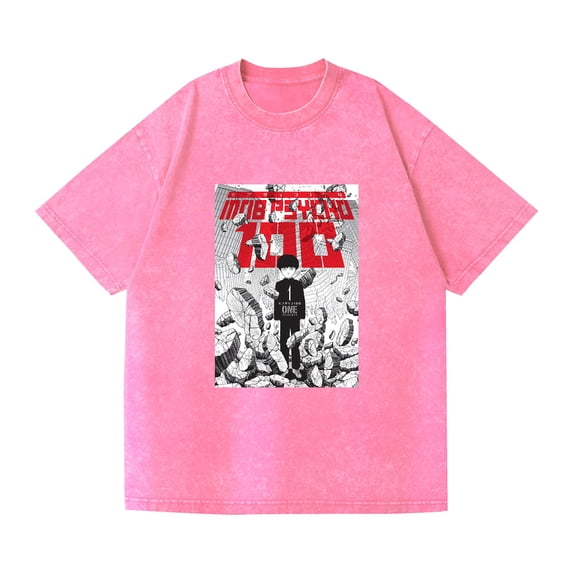 Duoxingbao Cross-border hip-hop street washed T-shirt Mob Psycho 100 surrounding anime cotton summer couple short sleeves