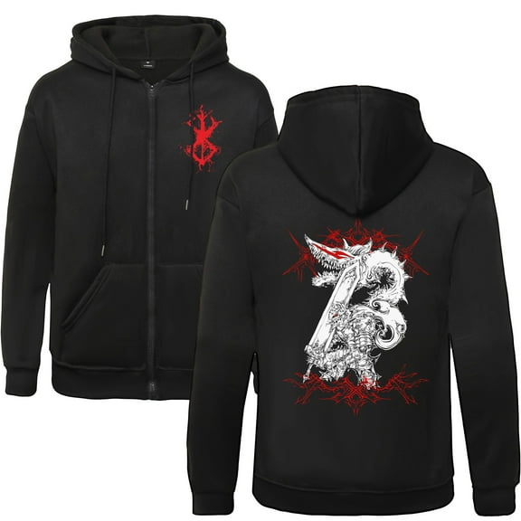 Duoxingbao Cross-border hot selling Berserk surrounding printing loose casual fashion men and women hooded zipper sweatshirt hoodie