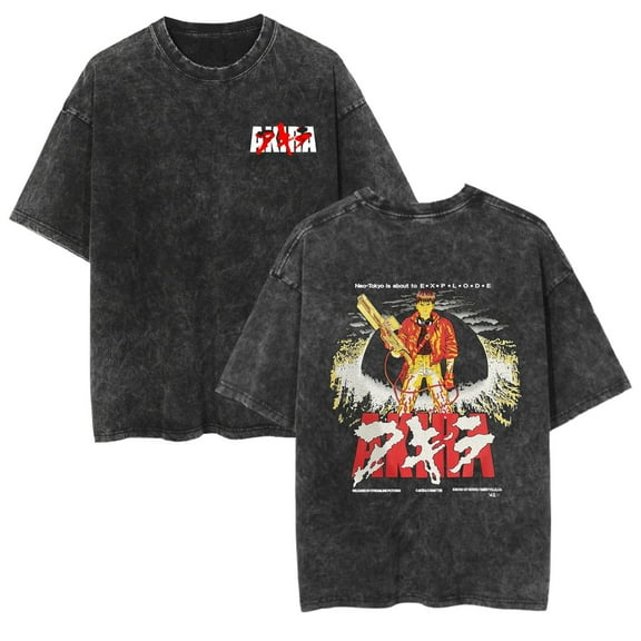 Duoxingbao  Cross-border hot selling washed T-shirt anime Akira Akira casual cotton summer couple short sleeve men and women