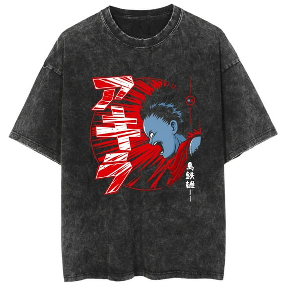 Duoxingbao  Cross-border hot selling washed T-shirt anime Akira Akira casual cotton summer couple short sleeve men and women