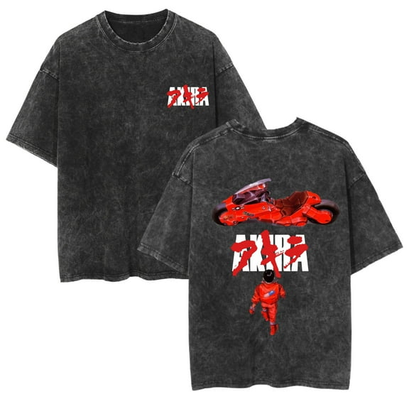 Duoxingbao  Cross-border hot selling washed T-shirt anime Akira Akira casual cotton summer couple short sleeve men and women