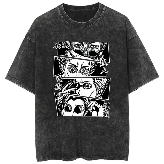 Duoxingbao Cross-border new Japanese Jujutsu Kaisen anime washed T-shirt two-dimensional men and women short sleeves