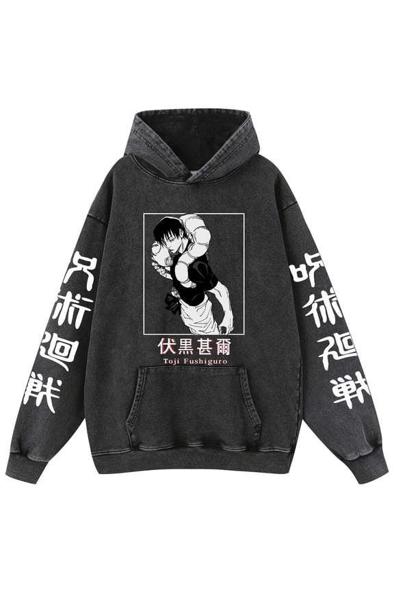 Cross-border new Japanese Jujutsu Kaisen anime washed sweatshirt two-dimensional men's and women's hooded