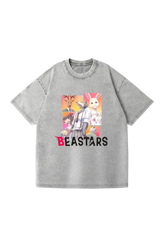 Cross-border new washed T-shirt BEASTARS Animal Rhapsody casual cotton summer short sleeve